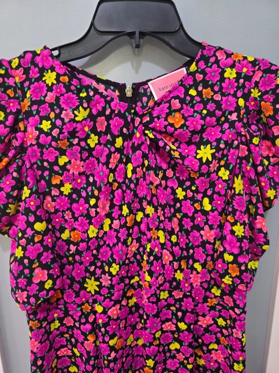 Kate Spade Bright Floral Puff Sleeve Dress Size 6 Multicolor A-Line - Picture 2 of 11